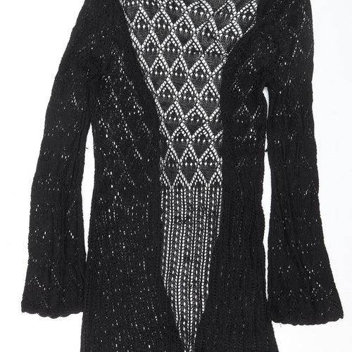 Uniform John Paul Richard Black Crochet Knit Cardigan Women M