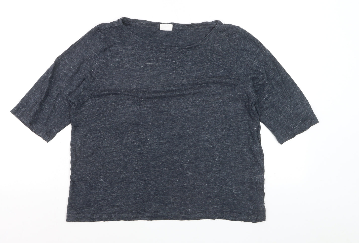 TOAST Women Grey Linen 3/4 Sleeve Relaxed Fit T-Shirt M