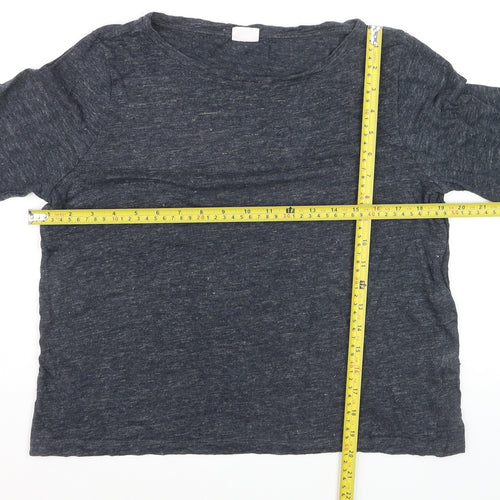 TOAST Women Grey Linen 3/4 Sleeve Relaxed Fit T-Shirt M