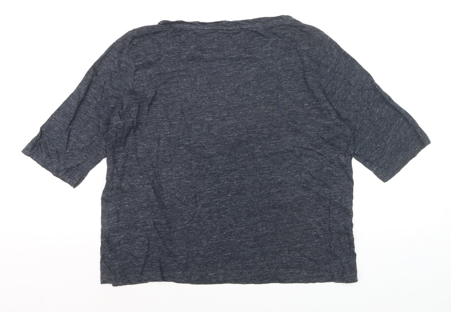 TOAST Women Grey Linen 3/4 Sleeve Relaxed Fit T-Shirt M