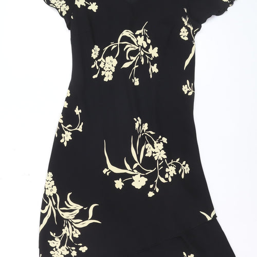 S.L. Fashions Women’s Black Floral Asymmetric Dress Size 10