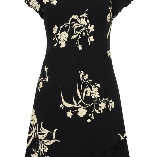 S.L. Fashions Women’s Black Floral Asymmetric Dress Size 10