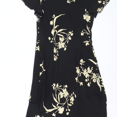 S.L. Fashions Women’s Black Floral Asymmetric Dress Size 10