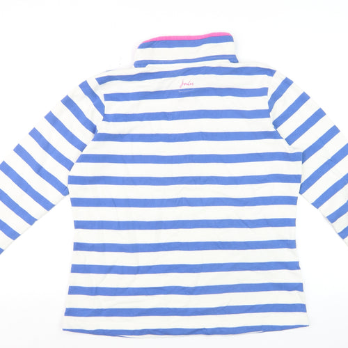 Joules Women's Blue Striped 1/4 Zip Sweatshirt UK 14 Cotton Blend