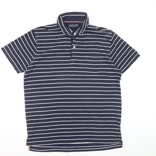 Tommy Hilfiger Men's Blue Striped Slim Fit Polo Shirt XL