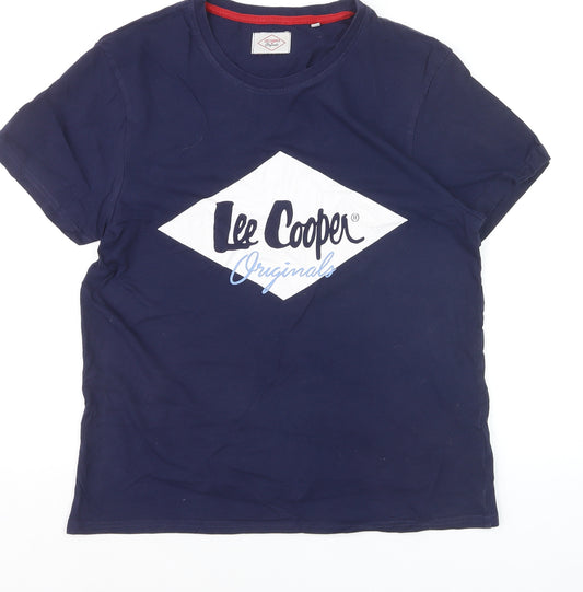 Lee Cooper Womens Blue Cotton Short Sleeve Crew Neck T-Shirt Size 10