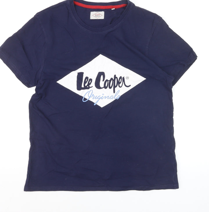 Lee Cooper Womens Blue Cotton Short Sleeve Crew Neck T-Shirt Size 10
