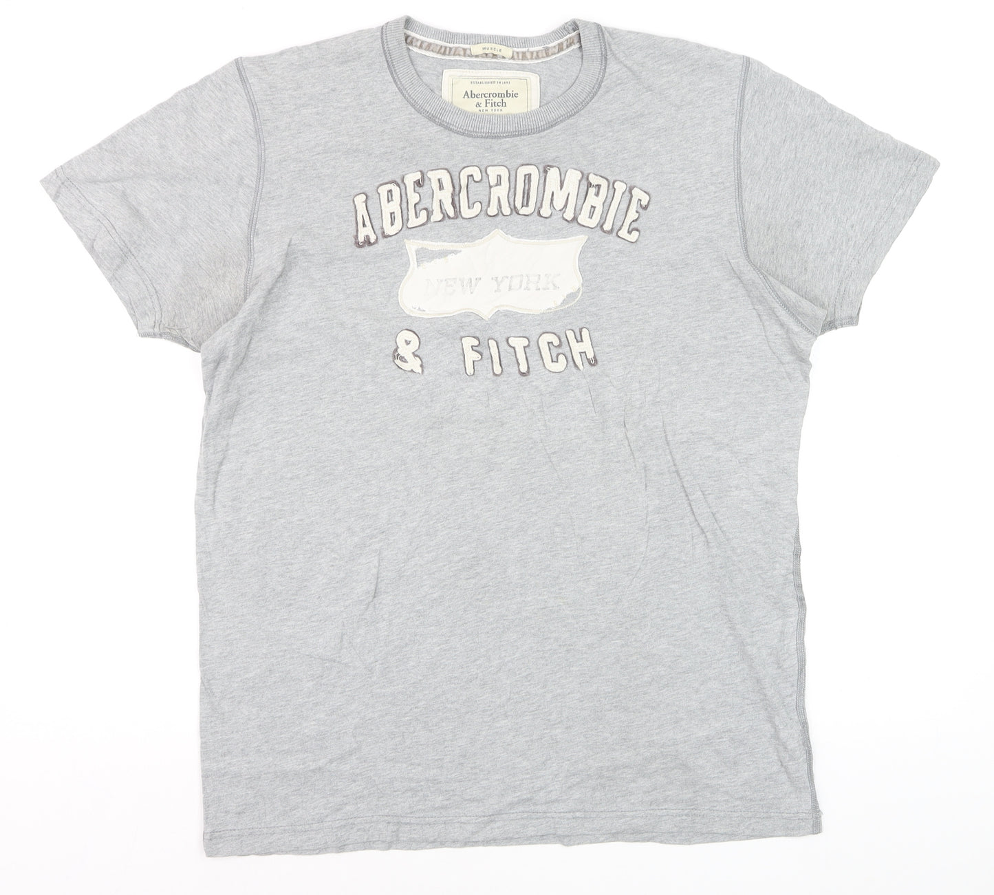 Abercrombie & Fitch Men's Grey XL Muscle Fit Graphic T-Shirt