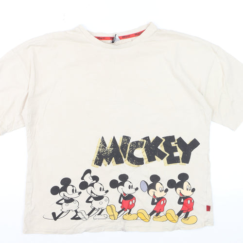 George Women’s Beige Mickey Mouse T-Shirt Size 12 Short Sleeve Cotton