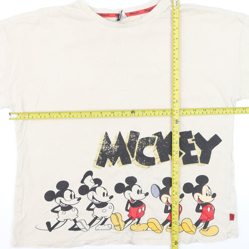 George Women’s Beige Mickey Mouse T-Shirt Size 12 Short Sleeve Cotton