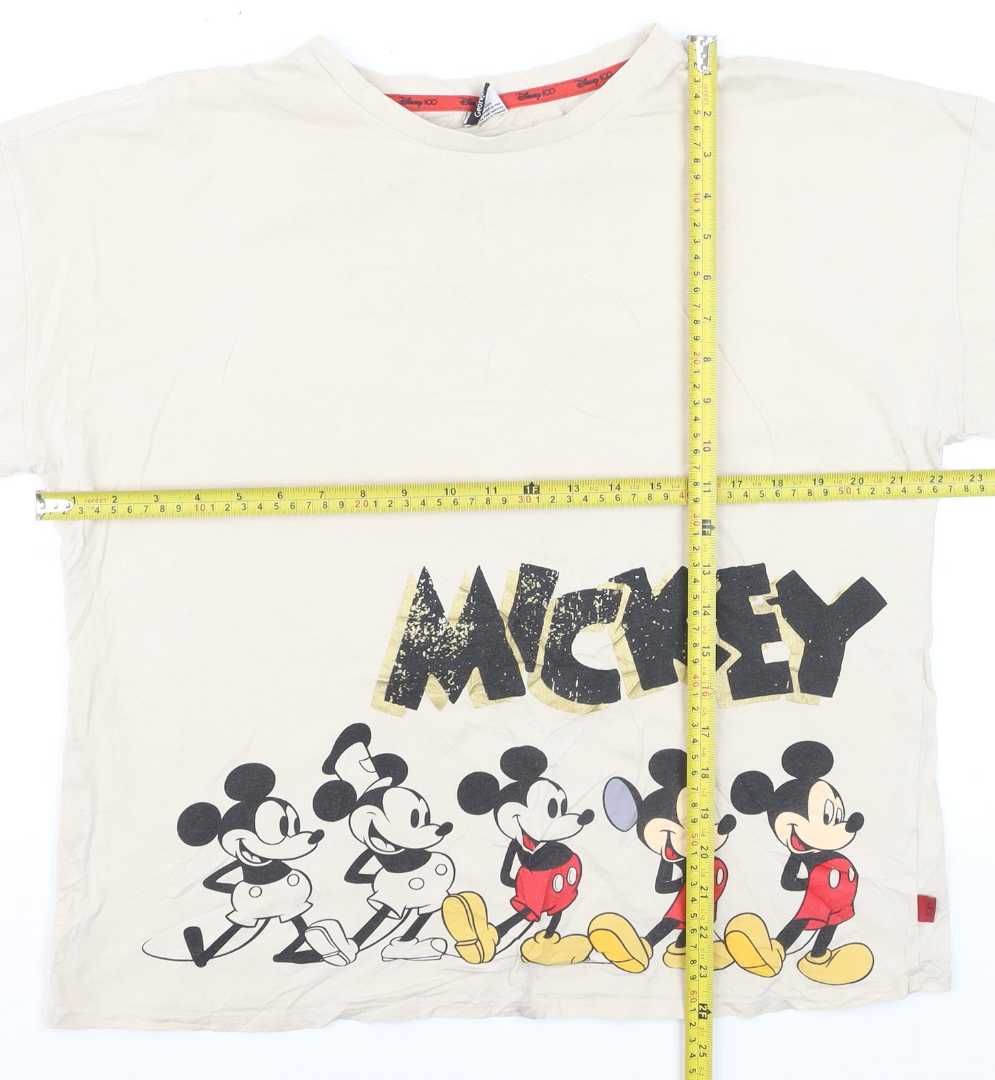 George Women’s Beige Mickey Mouse T-Shirt Size 12 Short Sleeve Cotton