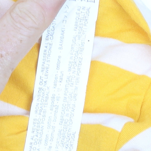 Zara Trafaluc Women's Yellow Striped Cropped Cotton T-Shirt S