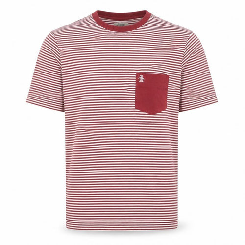 Penguin by Munsingwear Men's Red Striped Short Sleeve Polo M