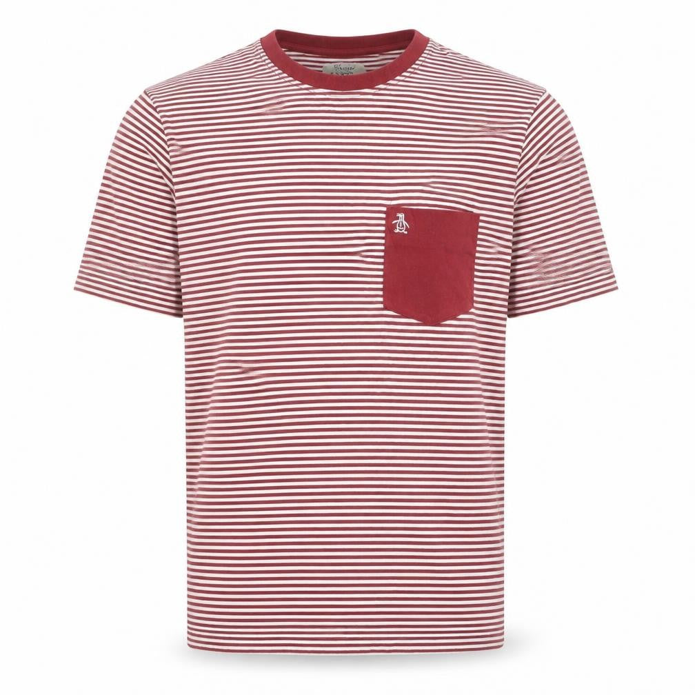 Penguin by Munsingwear Men's Red Striped Short Sleeve Polo M