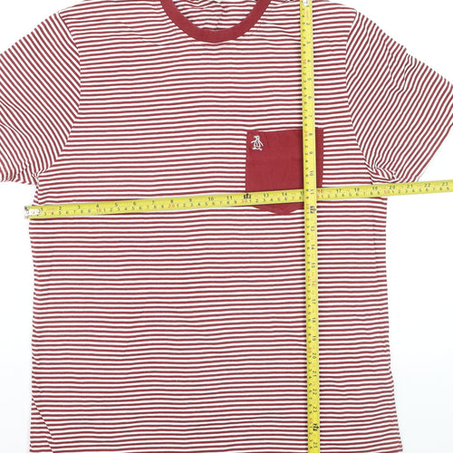 Penguin by Munsingwear Men's Red Striped Short Sleeve Polo M