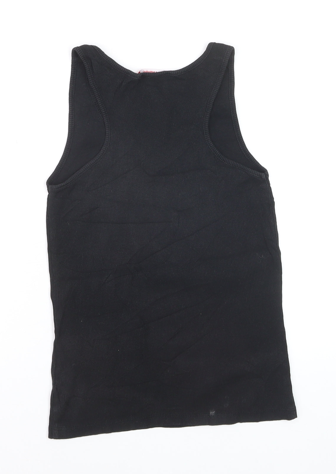 Guess Womens Black XS V-Neck Logo Tank Top