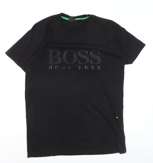 Hugo Boss Men's Black Logo Crew Neck Cotton T-Shirt Size L