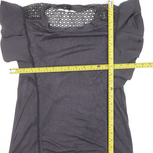 Nine by Savannah Miller Women's Grey Lace Ruffle Blouse Size 12