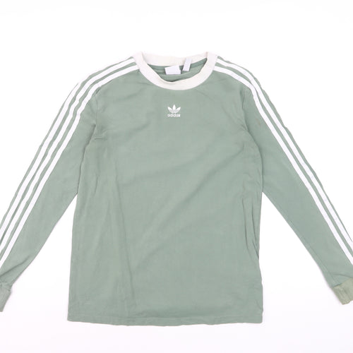 Adidas Womens Green Long Sleeve Crew Neck T-Shirt Size 8