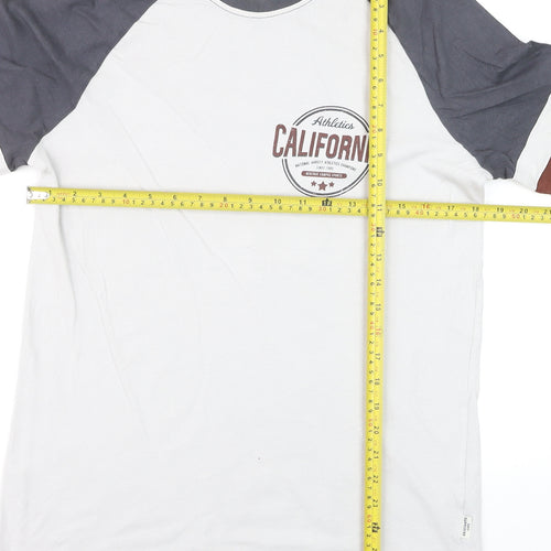 Easy Men’s White California Long Sleeve Cotton Raglan Top Size M