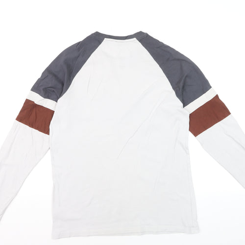 Easy Men’s White California Long Sleeve Cotton Raglan Top Size M