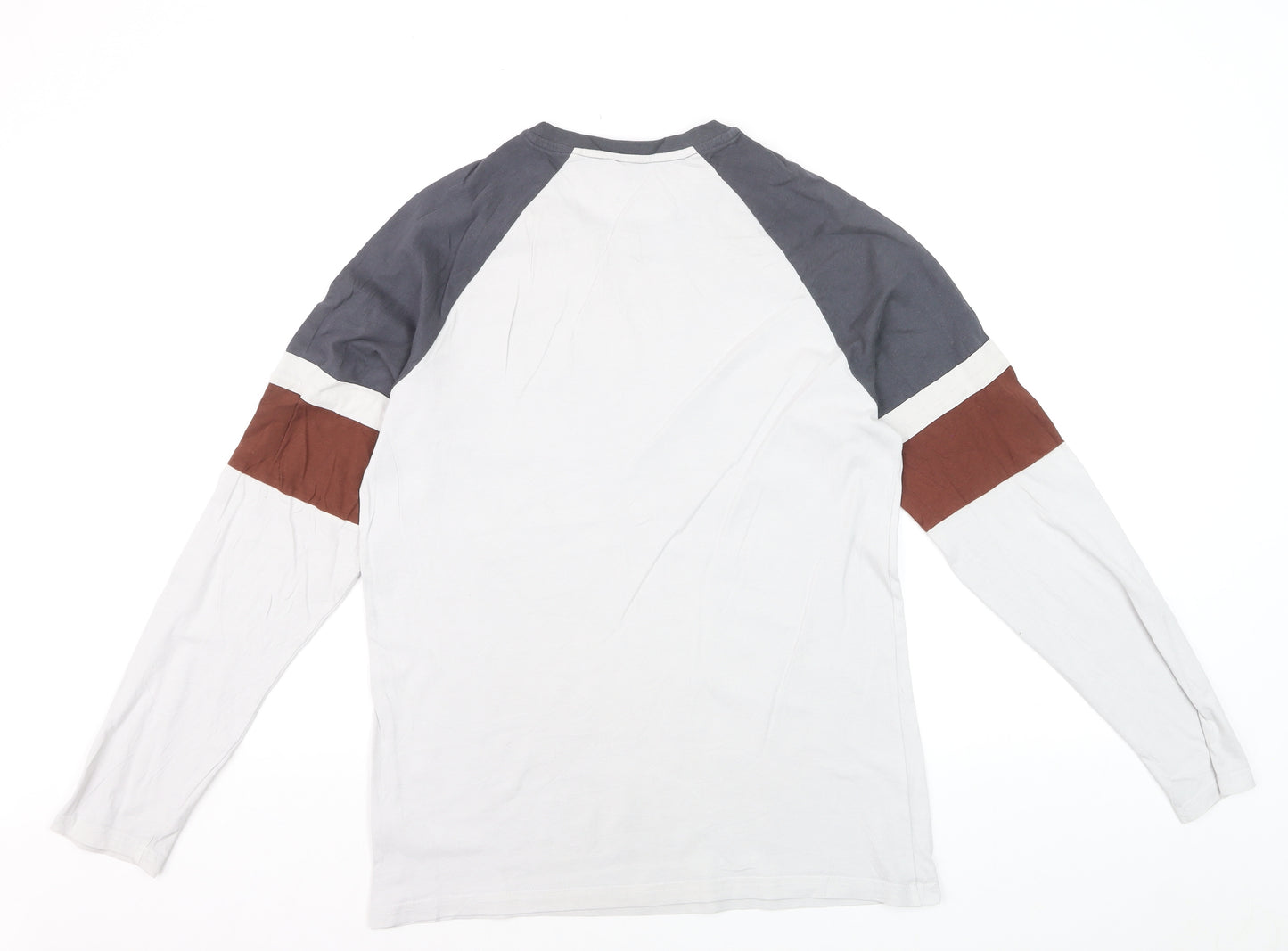 Easy Men’s White California Long Sleeve Cotton Raglan Top Size M