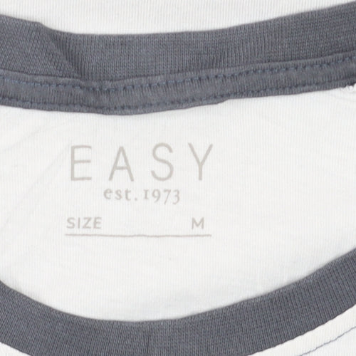 Easy Men’s White California Long Sleeve Cotton Raglan Top Size M