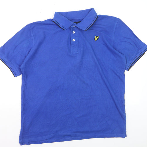Lyle & Scott Men's Blue Cotton Polo Shirt XL Regular Fit