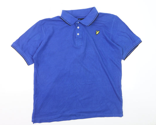 Lyle & Scott Men's Blue Cotton Polo Shirt XL Regular Fit