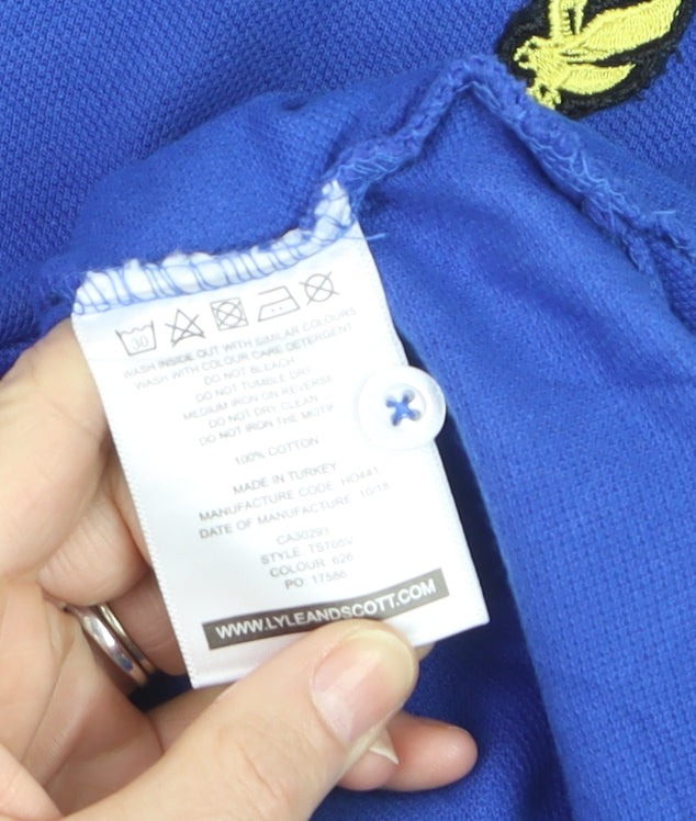 Lyle & Scott Men's Blue Cotton Polo Shirt XL Regular Fit
