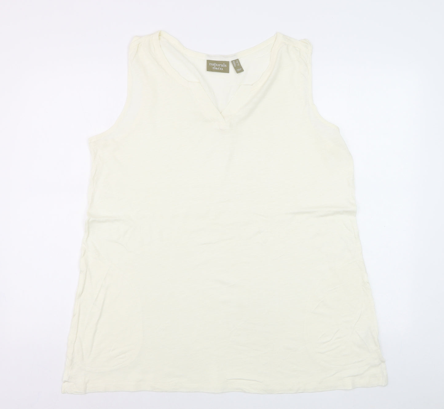 Naturals d&co. Womens Ivory Cotton Sleeveless Tank Top XL