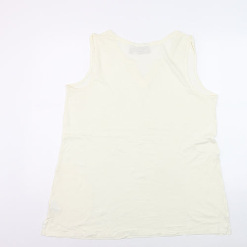 Naturals d&co. Womens Ivory Cotton Sleeveless Tank Top XL