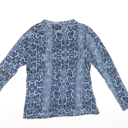 Brave Soul Women's Blue Animal Print Cotton Long Sleeve Top XS