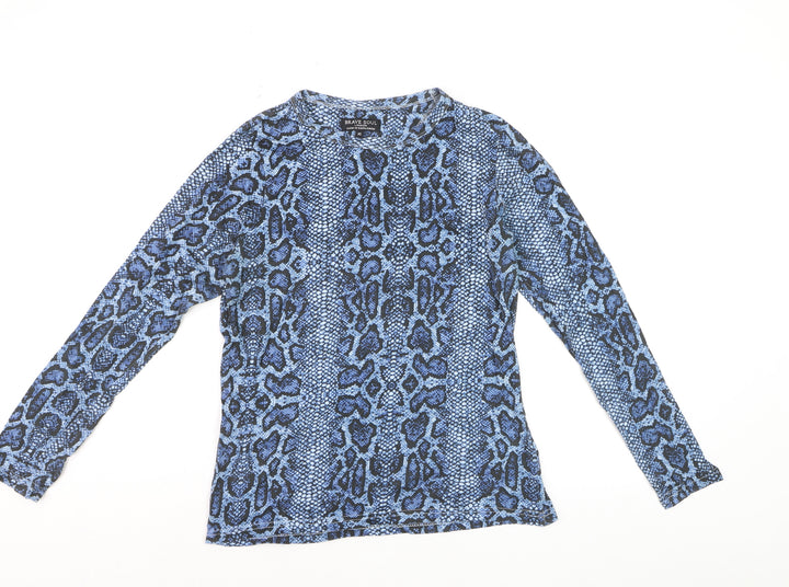 Brave Soul Women's Blue Animal Print Cotton Long Sleeve Top XS
