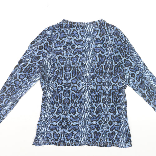 Brave Soul Women's Blue Animal Print Cotton Long Sleeve Top XS