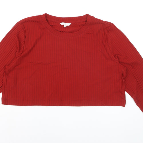 H&M Maternity Red Cropped Long Sleeve Jersey T-Shirt Size 14