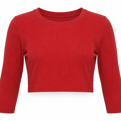 H&M Maternity Red Cropped Long Sleeve Jersey T-Shirt Size 14