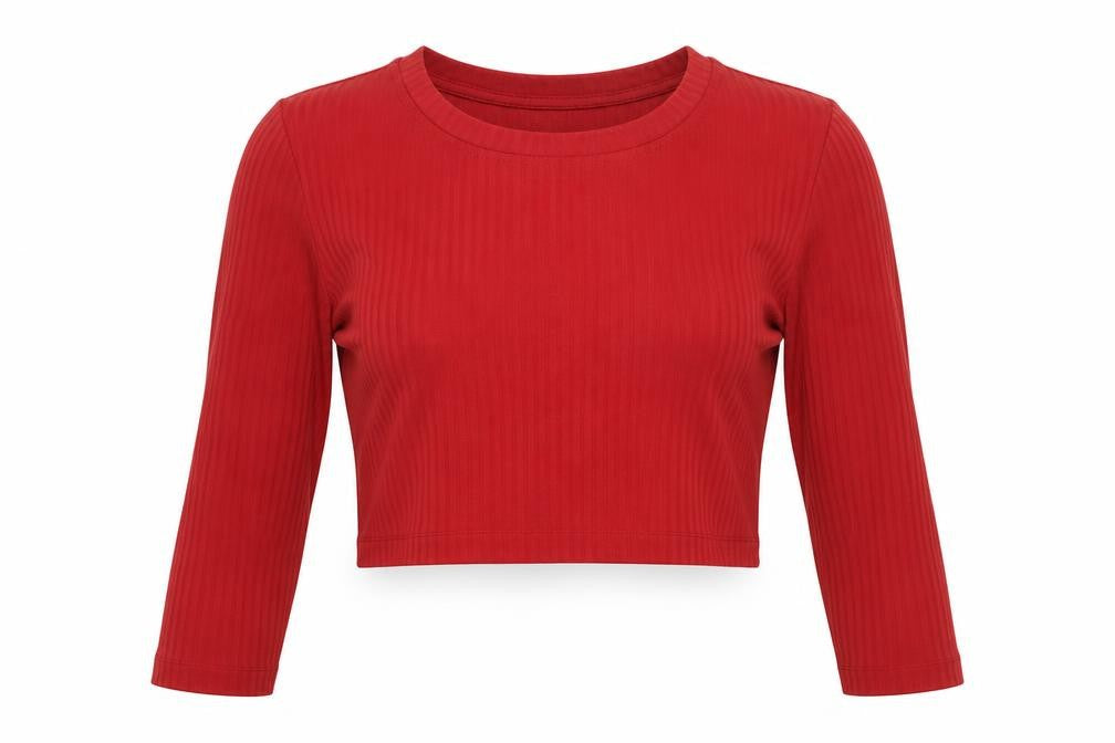 H&M Maternity Red Cropped Long Sleeve Jersey T-Shirt Size 14