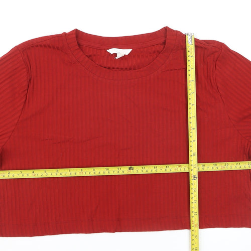 H&M Maternity Red Cropped Long Sleeve Jersey T-Shirt Size 14