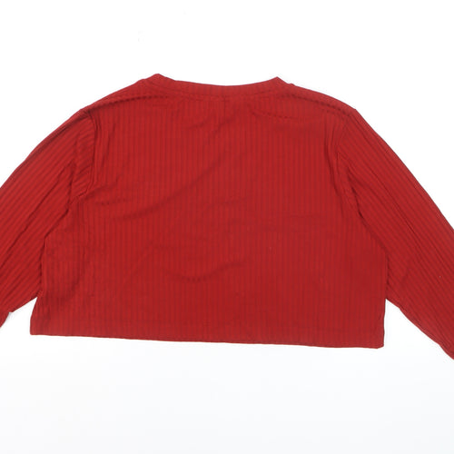 H&M Maternity Red Cropped Long Sleeve Jersey T-Shirt Size 14