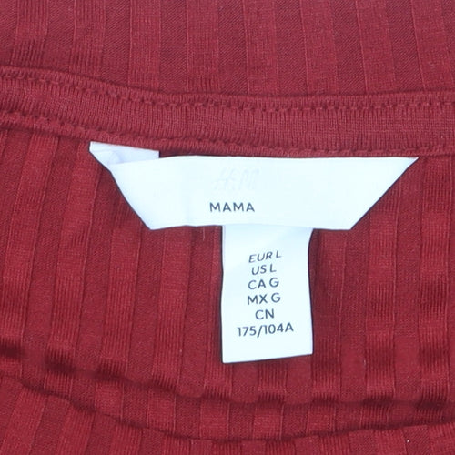 H&M Maternity Red Cropped Long Sleeve Jersey T-Shirt Size 14