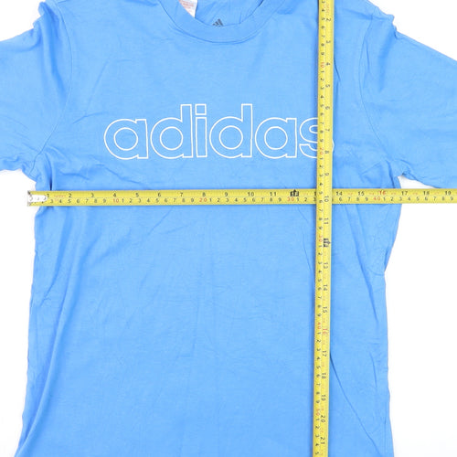 Adidas Boys Blue 13-14 Years Cotton Logo Short Sleeve T-Shirt