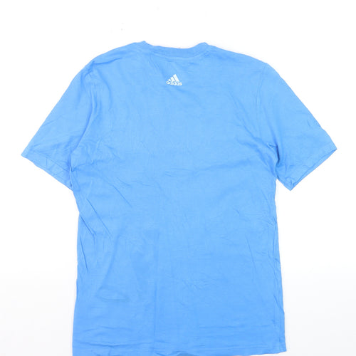 Adidas Boys Blue 13-14 Years Cotton Logo Short Sleeve T-Shirt