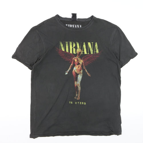 Amplified Men’s Black Nirvana In Utero Rock Band T-Shirt Size L