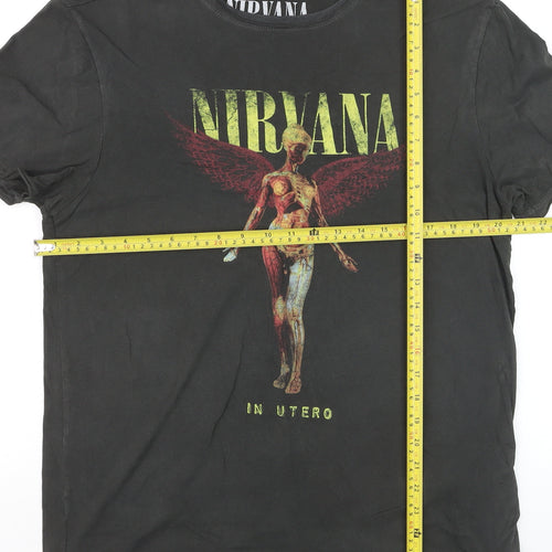 Amplified Men’s Black Nirvana In Utero Rock Band T-Shirt Size L