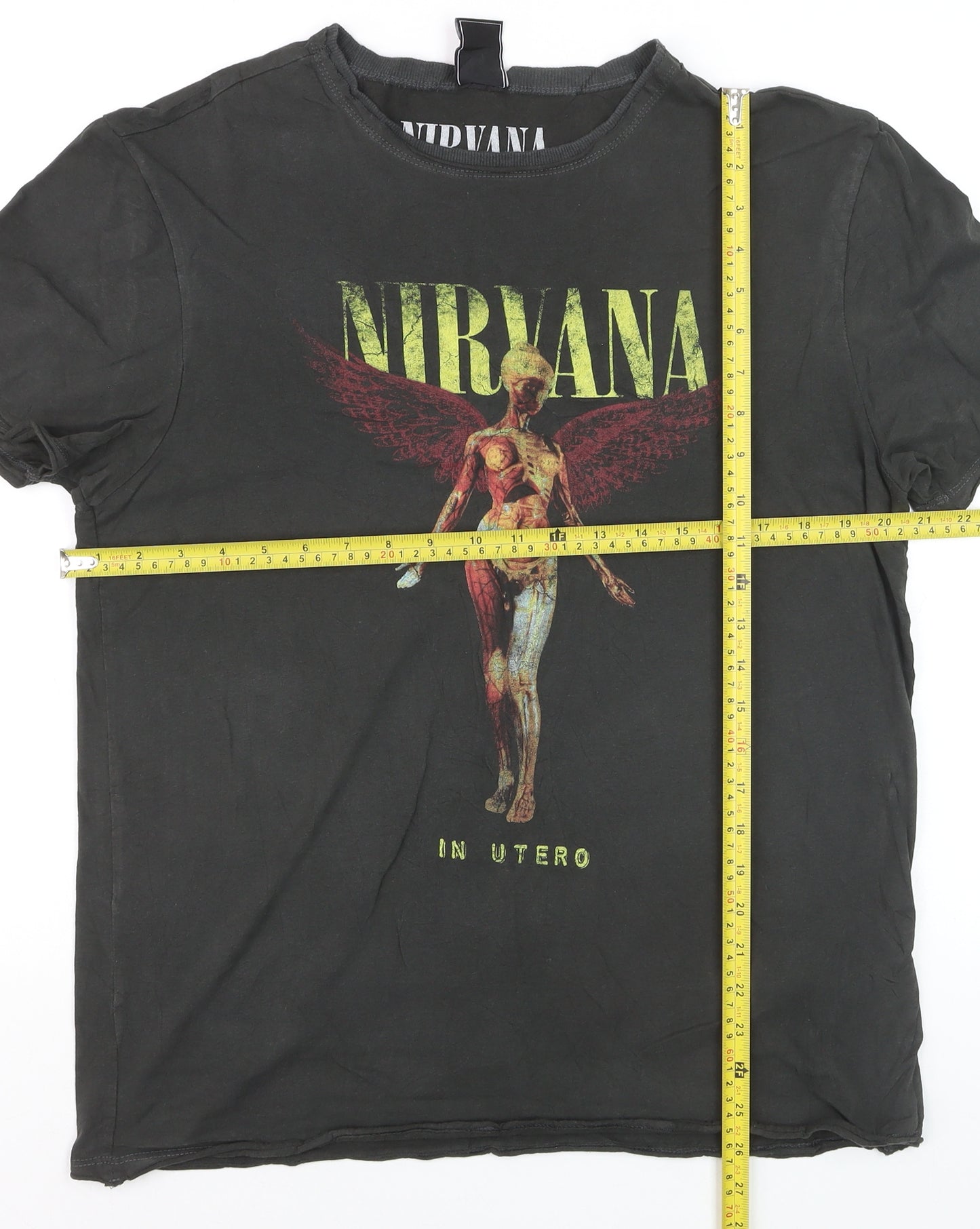 Amplified Men’s Black Nirvana In Utero Rock Band T-Shirt Size L