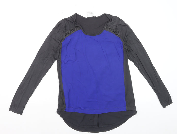 Miss Captain Trend Women's Blue Colourblock Long Sleeve Blouse Size 6