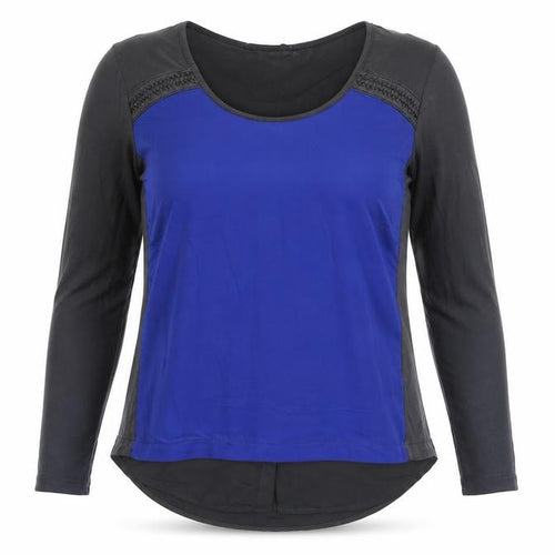 Miss Captain Trend Women's Blue Colourblock Long Sleeve Blouse Size 6