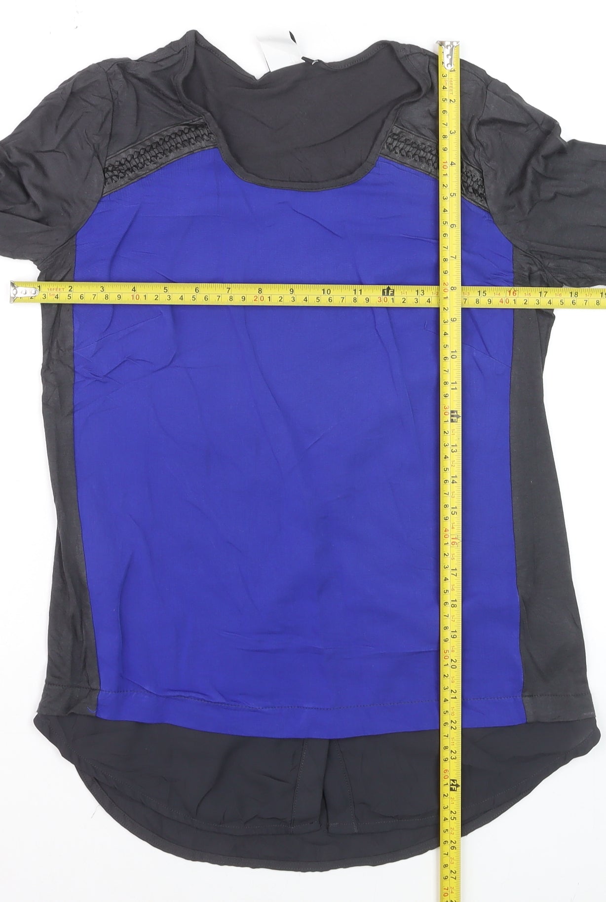 Miss Captain Trend Women's Blue Colourblock Long Sleeve Blouse Size 6