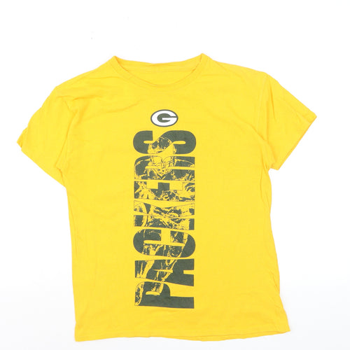NFL Team Boys Yellow Green Bay Packers T-Shirt Size 14-16 Years Cotton